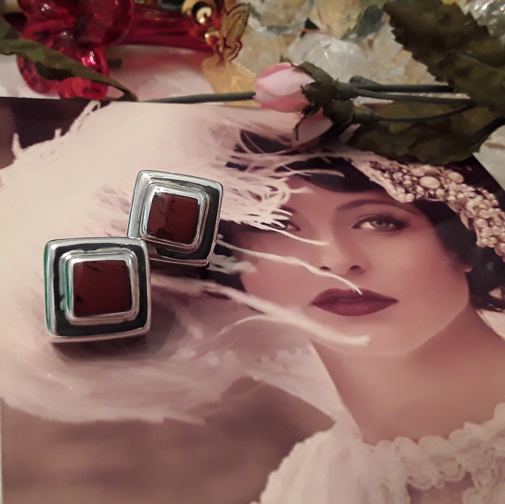 N/W/TAGS 925 STERLING TWO DIMENSIONAL JASPER EARR